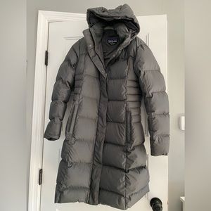 Patagonia Womens Long Down Puffer Jacket, Grey, Medium